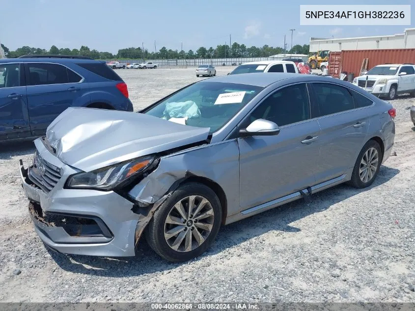 2016 Hyundai Sonata Sport VIN: 5NPE34AF1GH382236 Lot: 40062865