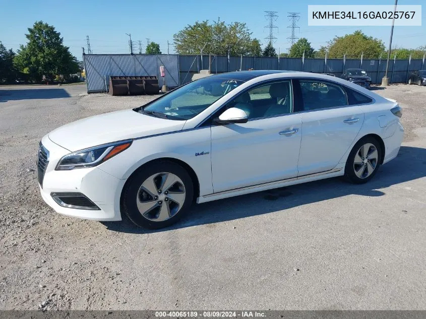 2016 Hyundai Sonata Hybrid Hybrid/Limited VIN: KMHE34L16GA025767 Lot: 40065189