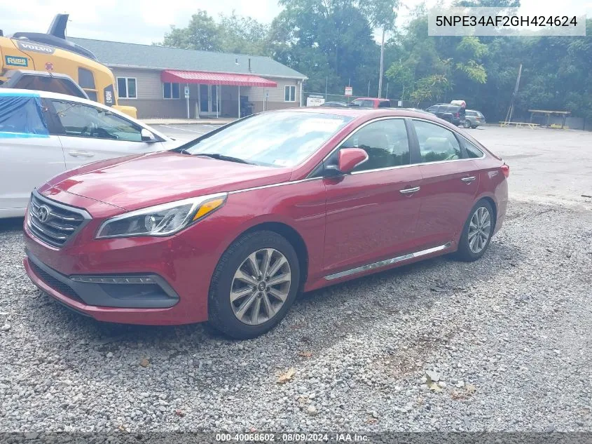 2016 Hyundai Sonata Limited VIN: 5NPE34AF2GH424624 Lot: 40068602