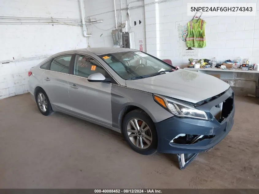 5NPE24AF6GH274343 2016 Hyundai Sonata Se