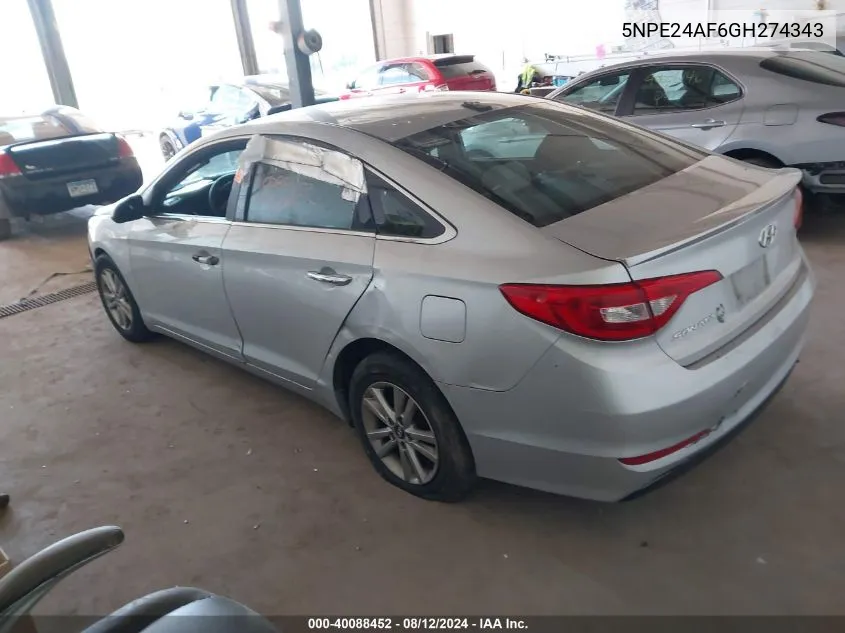 5NPE24AF6GH274343 2016 Hyundai Sonata Se