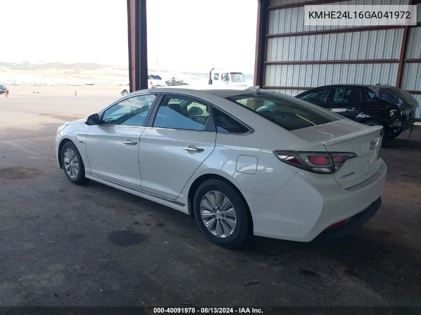 2016 Hyundai Sonata Hybrid Hybrid/Se VIN: KMHE24L16GA041972 Lot: 40091978