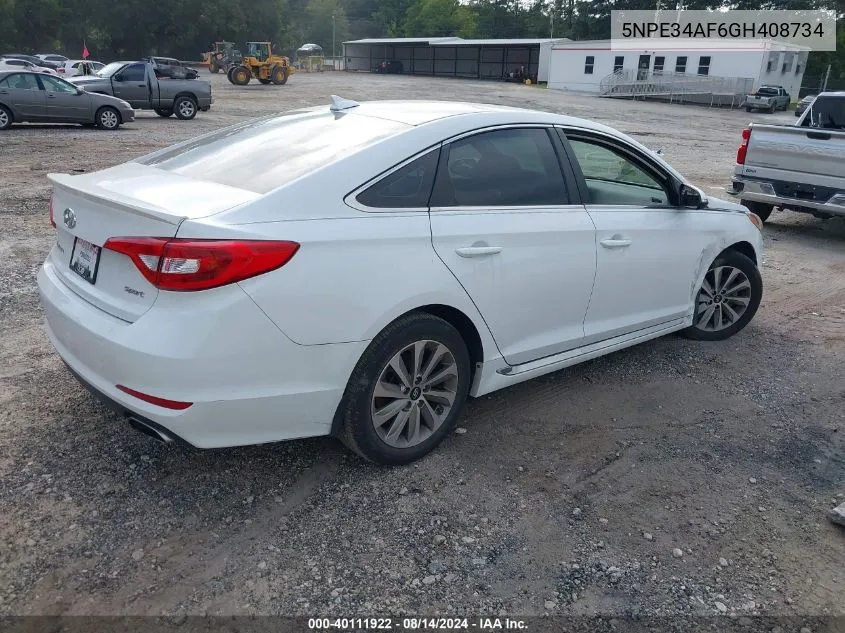 2016 Hyundai Sonata Sport VIN: 5NPE34AF6GH408734 Lot: 40111922