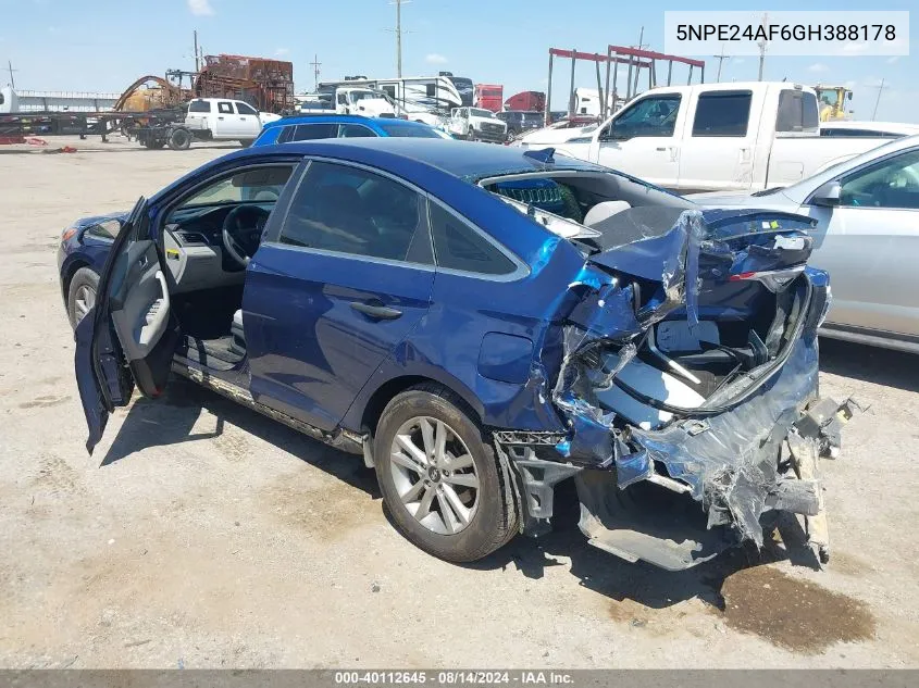 2016 Hyundai Sonata Se VIN: 5NPE24AF6GH388178 Lot: 40112645