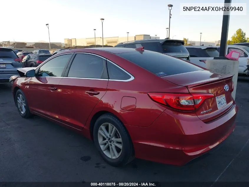 2016 Hyundai Sonata Se VIN: 5NPE24AFXGH269940 Lot: 40118075