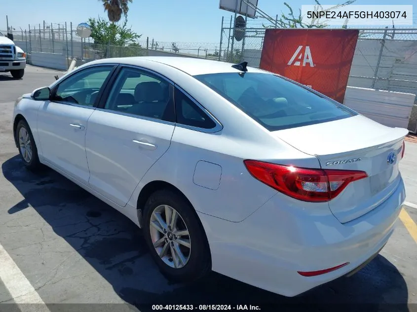 5NPE24AF5GH403074 2016 Hyundai Sonata Se