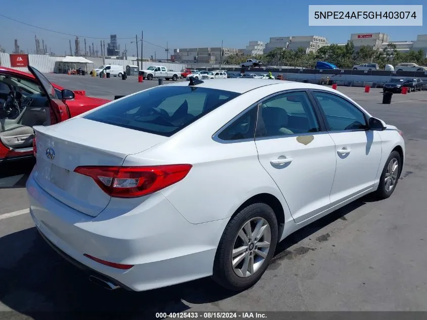 5NPE24AF5GH403074 2016 Hyundai Sonata Se