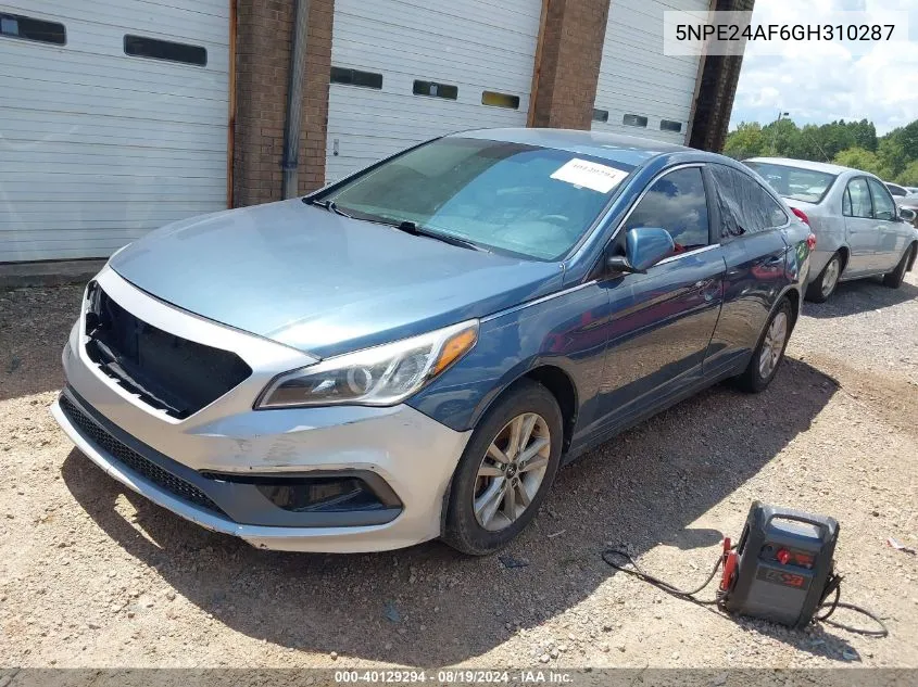 2016 Hyundai Sonata Se VIN: 5NPE24AF6GH310287 Lot: 40129294