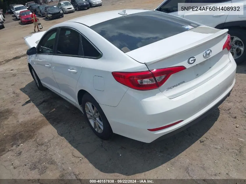 2016 Hyundai Sonata VIN: 5NPE24AF6GH408932 Lot: 40157838