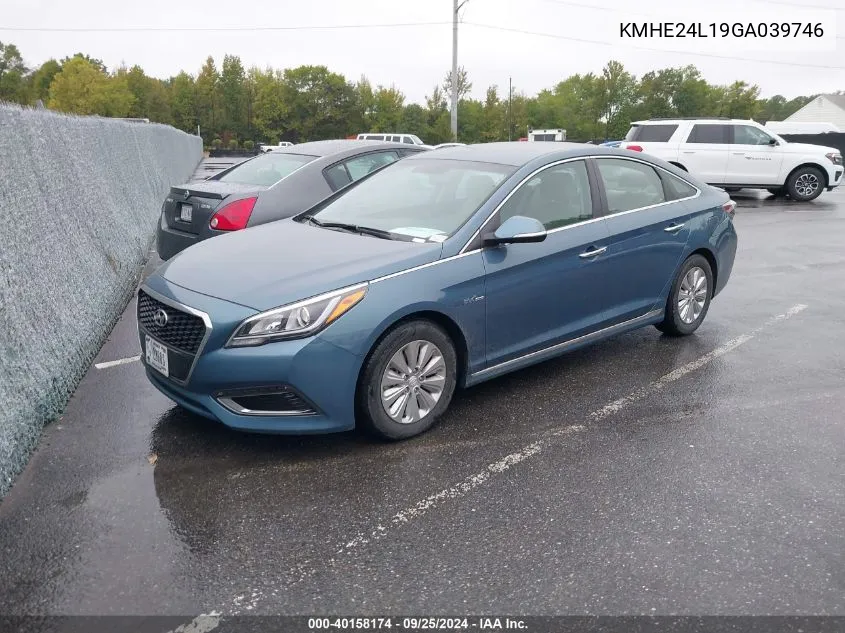 2016 Hyundai Sonata Hybrid/Se VIN: KMHE24L19GA039746 Lot: 40158174