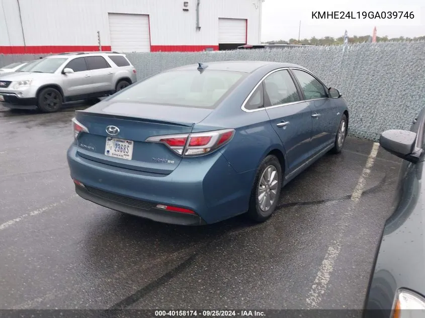 2016 Hyundai Sonata Hybrid/Se VIN: KMHE24L19GA039746 Lot: 40158174