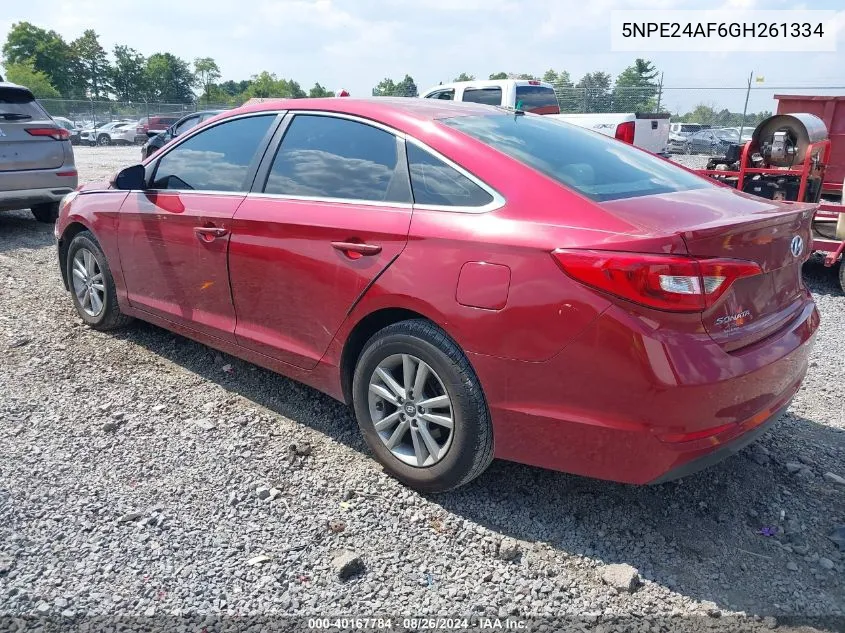 2016 Hyundai Sonata Se VIN: 5NPE24AF6GH261334 Lot: 40167784