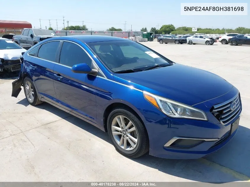 5NPE24AF8GH381698 2016 Hyundai Sonata Se