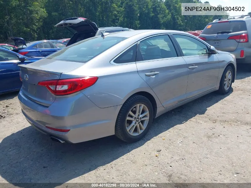 2016 Hyundai Sonata Se VIN: 5NPE24AF9GH304502 Lot: 40182298