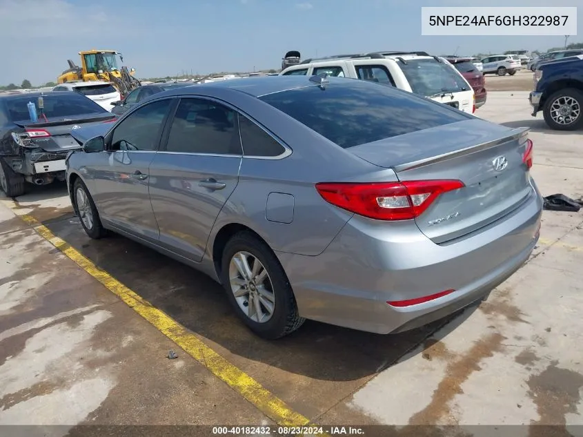 5NPE24AF6GH322987 2016 Hyundai Sonata Se