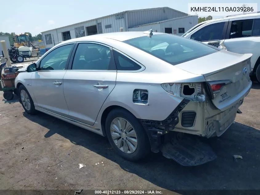 2016 Hyundai Sonata Hybrid Se VIN: KMHE24L11GA039286 Lot: 40212123