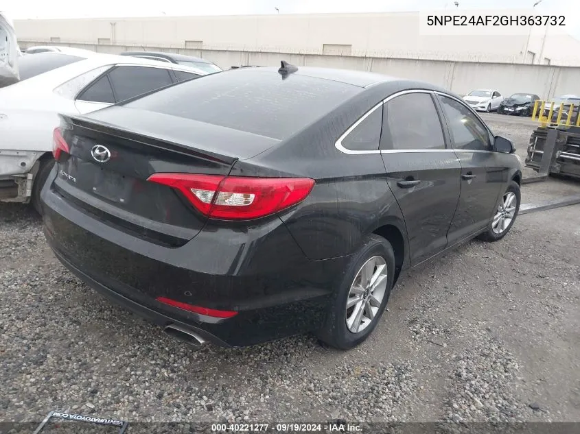 2016 Hyundai Sonata Se VIN: 5NPE24AF2GH363732 Lot: 40221277