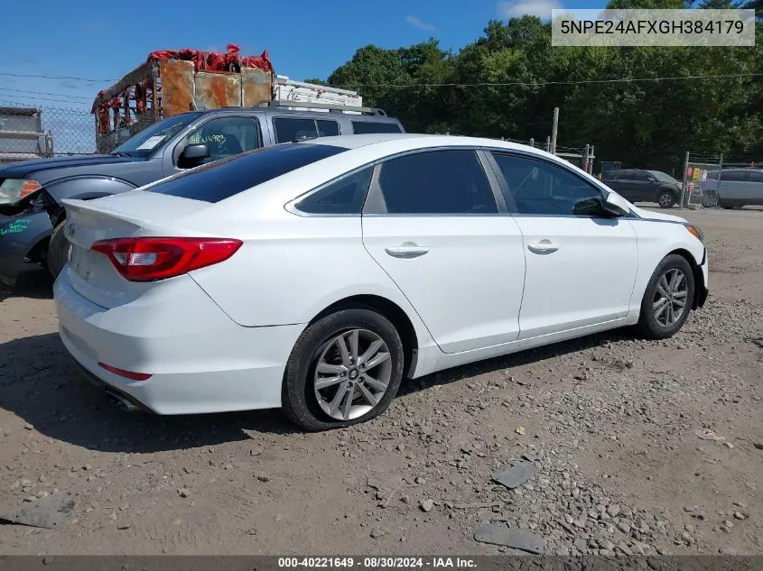 2016 Hyundai Sonata Se VIN: 5NPE24AFXGH384179 Lot: 40221649