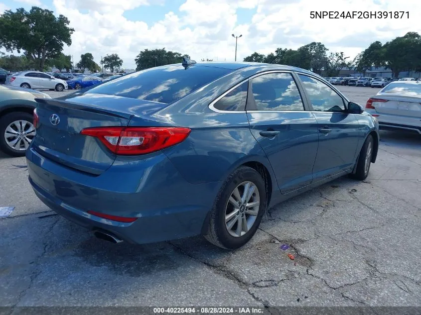 2016 Hyundai Sonata Se VIN: 5NPE24AF2GH391871 Lot: 40225494