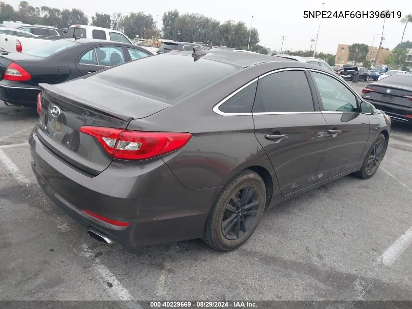 2016 Hyundai Sonata VIN: 5NPE24AF6GH396619 Lot: 40229669