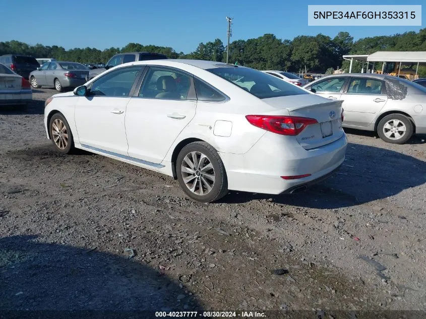 5NPE34AF6GH353315 2016 Hyundai Sonata Sport