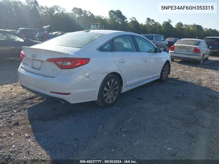 5NPE34AF6GH353315 2016 Hyundai Sonata Sport