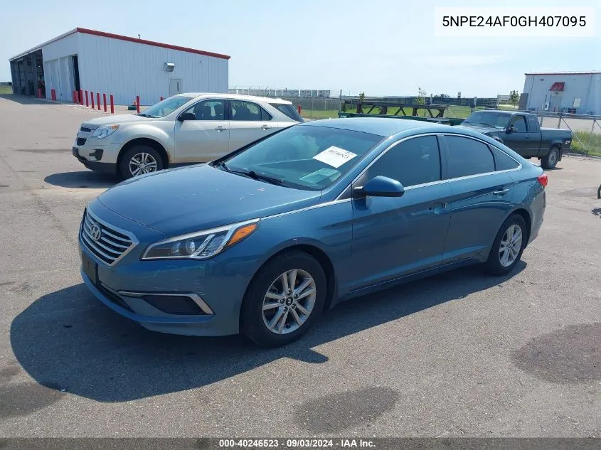 2016 Hyundai Sonata Se VIN: 5NPE24AF0GH407095 Lot: 40246523