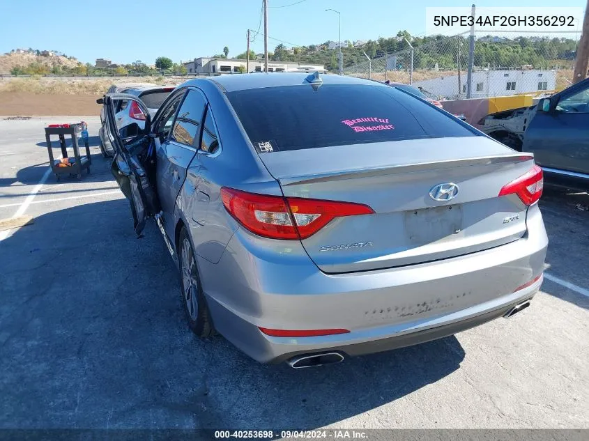 2016 Hyundai Sonata Sport/Limited VIN: 5NPE34AF2GH356292 Lot: 40253698