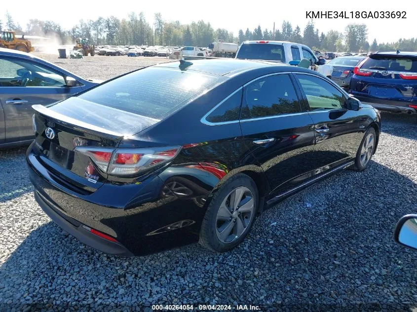 KMHE34L18GA033692 2016 Hyundai Sonata Hybrid Limited