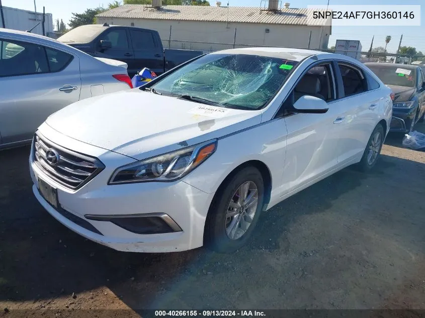 2016 Hyundai Sonata Se VIN: 5NPE24AF7GH360146 Lot: 40266155