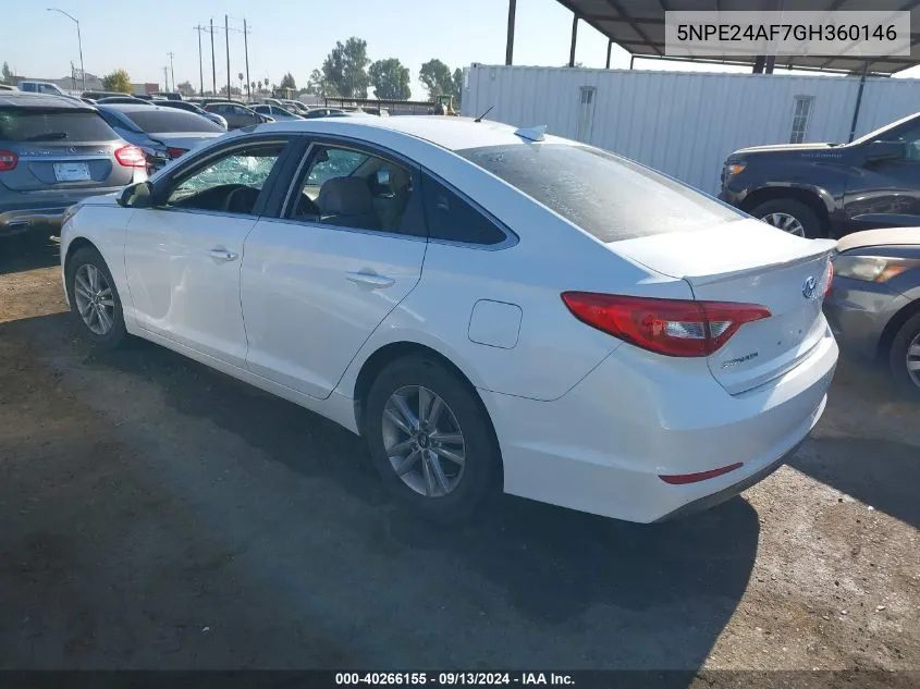 2016 Hyundai Sonata Se VIN: 5NPE24AF7GH360146 Lot: 40266155