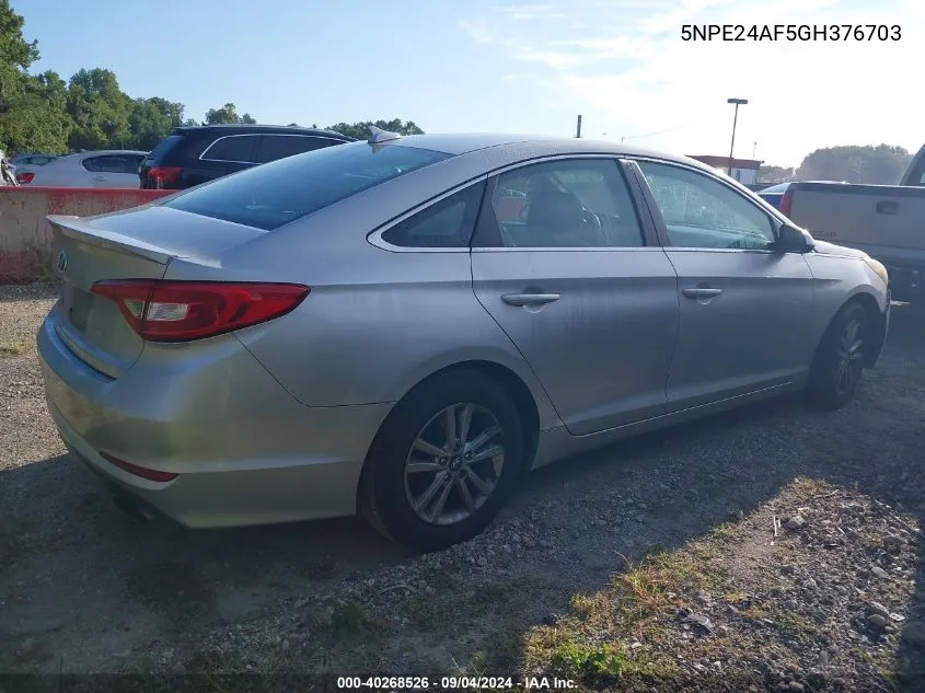 2016 Hyundai Sonata Se VIN: 5NPE24AF5GH376703 Lot: 40268526