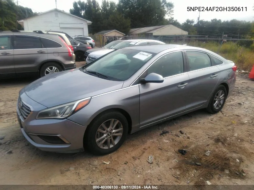 2016 Hyundai Sonata Se VIN: 5NPE24AF2GH350611 Lot: 40306130