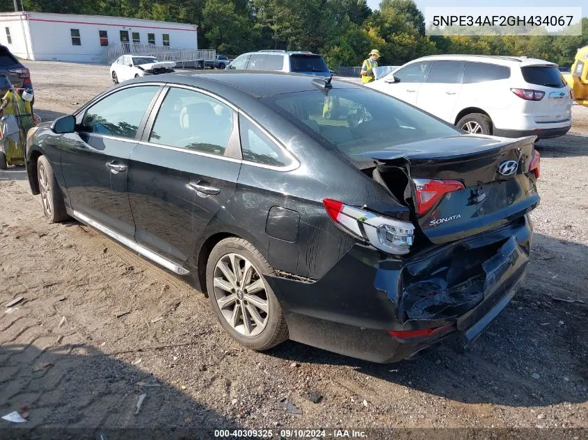 2016 Hyundai Sonata Sport/Limited VIN: 5NPE34AF2GH434067 Lot: 40309325