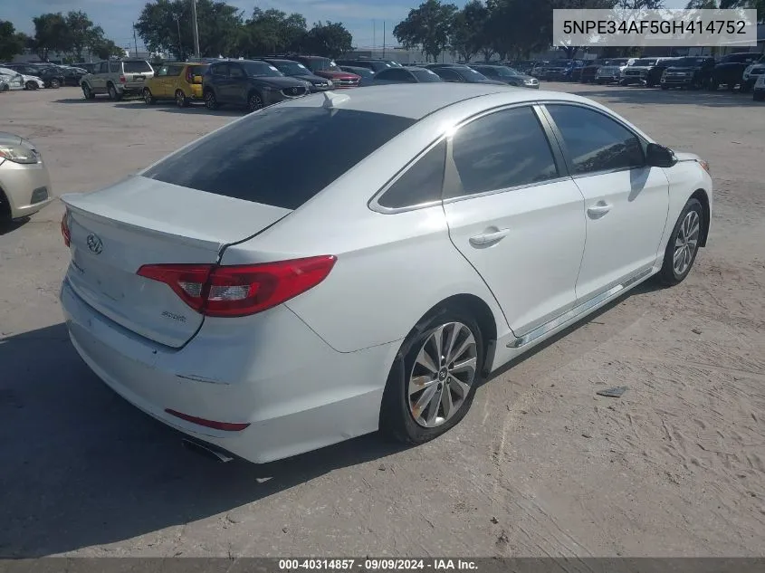 5NPE34AF5GH414752 2016 Hyundai Sonata Sport