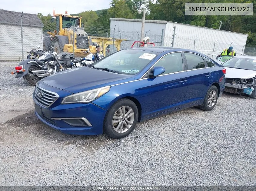 2016 Hyundai Sonata Se VIN: 5NPE24AF9GH435722 Lot: 40316647