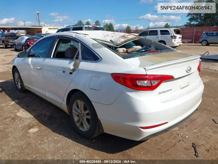 2016 Hyundai Sonata Se VIN: 5NPE24AF8GH408947 Lot: 40320455