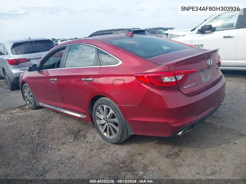 2016 Hyundai Sonata Sport VIN: 5NPE34AF8GH303936 Lot: 40322225