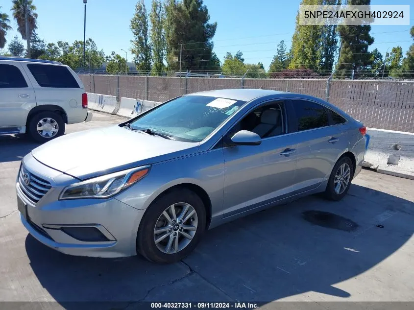 5NPE24AFXGH402924 2016 Hyundai Sonata