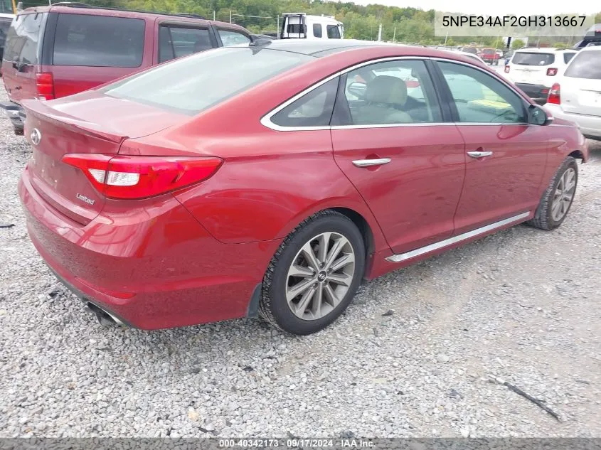 2016 Hyundai Sonata Limited VIN: 5NPE34AF2GH313667 Lot: 40342173