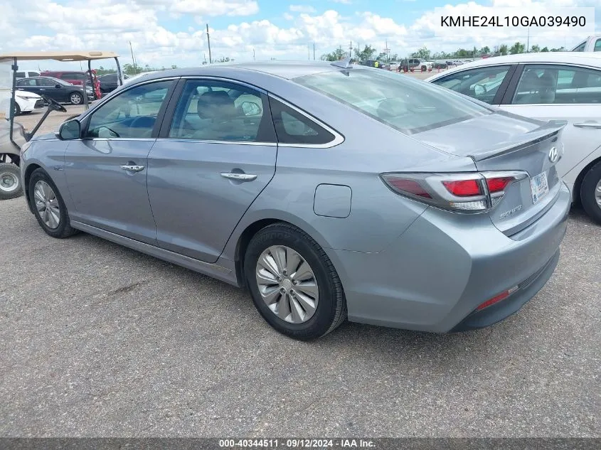 2016 Hyundai Sonata Hybrid Se VIN: KMHE24L10GA039490 Lot: 40344511