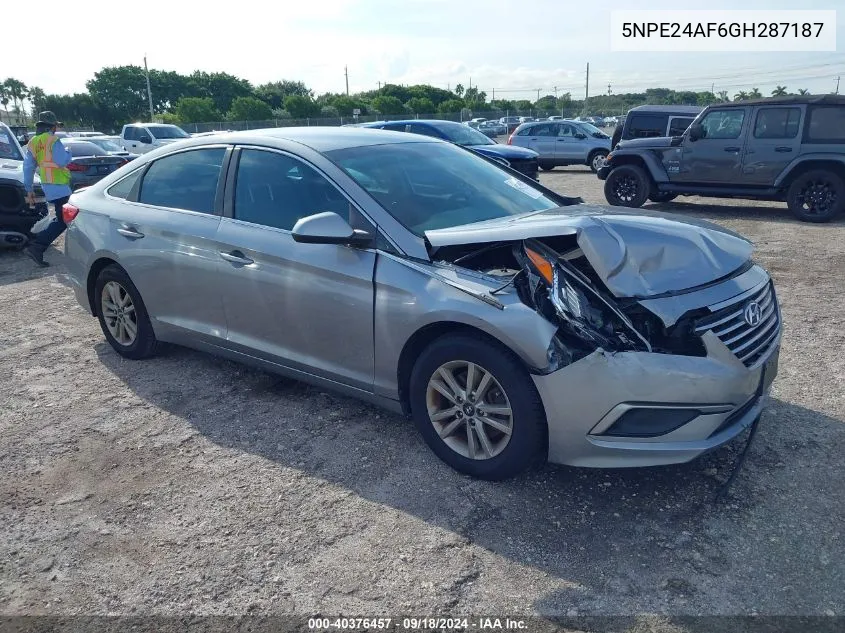 2016 Hyundai Sonata Se VIN: 5NPE24AF6GH287187 Lot: 40376457