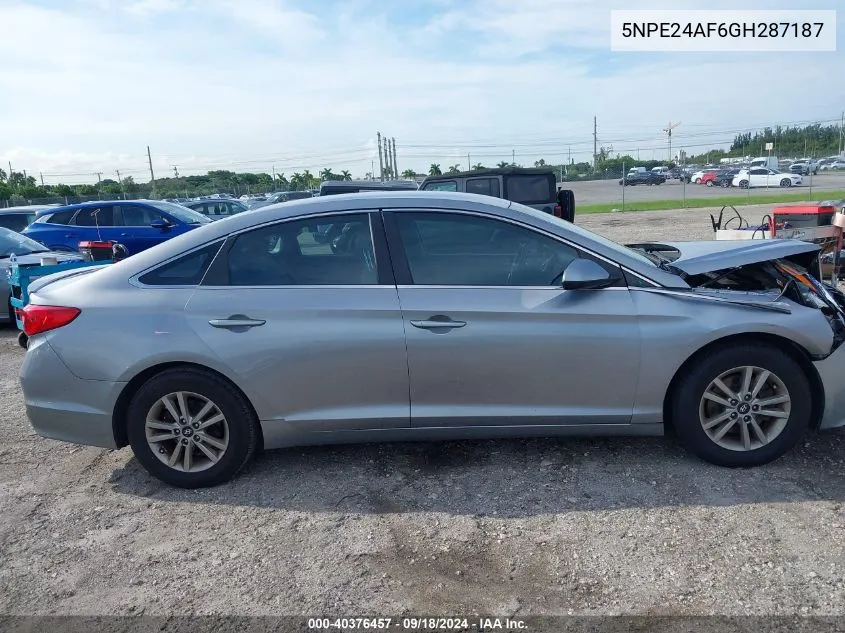 2016 Hyundai Sonata Se VIN: 5NPE24AF6GH287187 Lot: 40376457