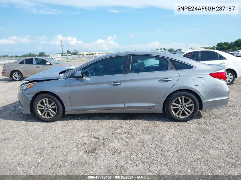 2016 Hyundai Sonata Se VIN: 5NPE24AF6GH287187 Lot: 40376457