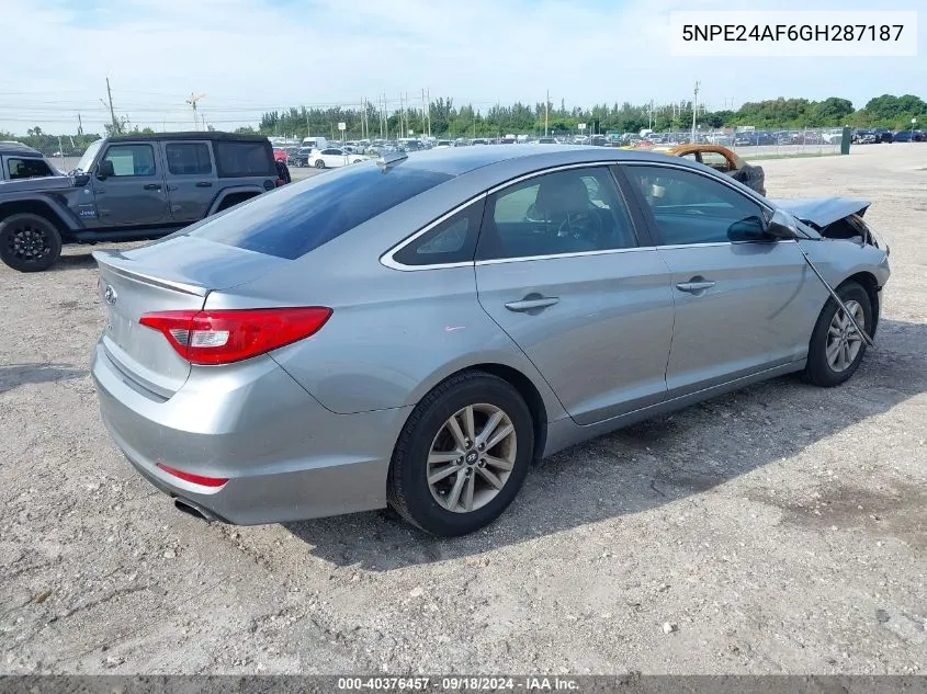 5NPE24AF6GH287187 2016 Hyundai Sonata Se