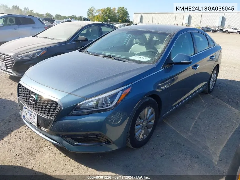 KMHE24L18GA036045 2016 Hyundai Sonata Hybrid Se