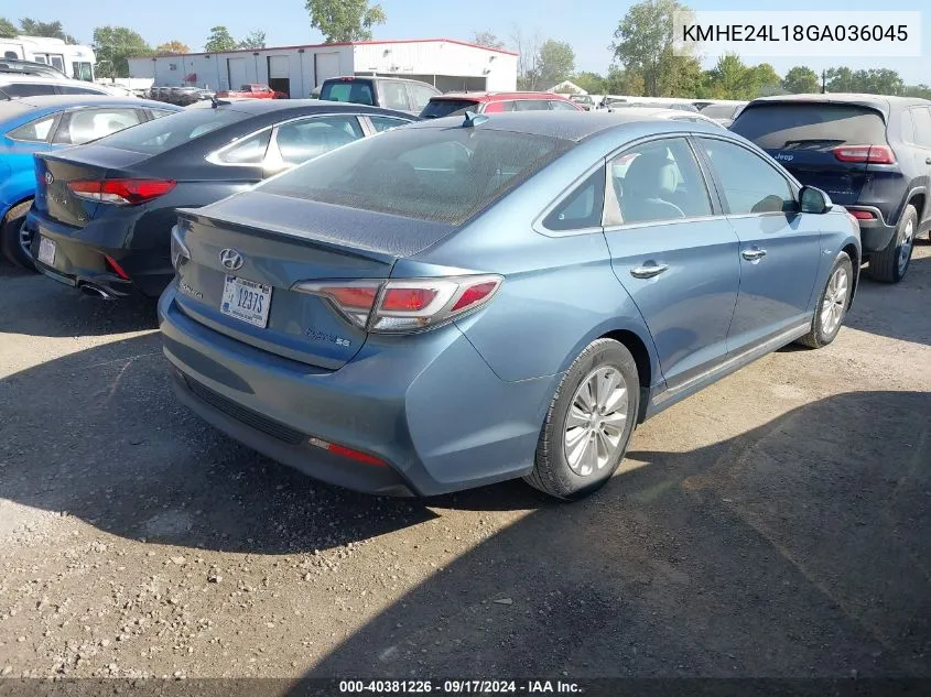 KMHE24L18GA036045 2016 Hyundai Sonata Hybrid Se