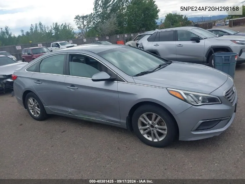 2016 Hyundai Sonata Se VIN: 5NPE24AF2GH298168 Lot: 40381425