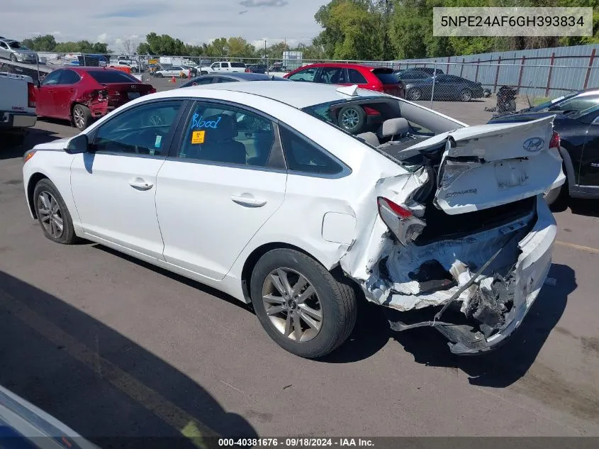 2016 Hyundai Sonata Se VIN: 5NPE24AF6GH393834 Lot: 40381676