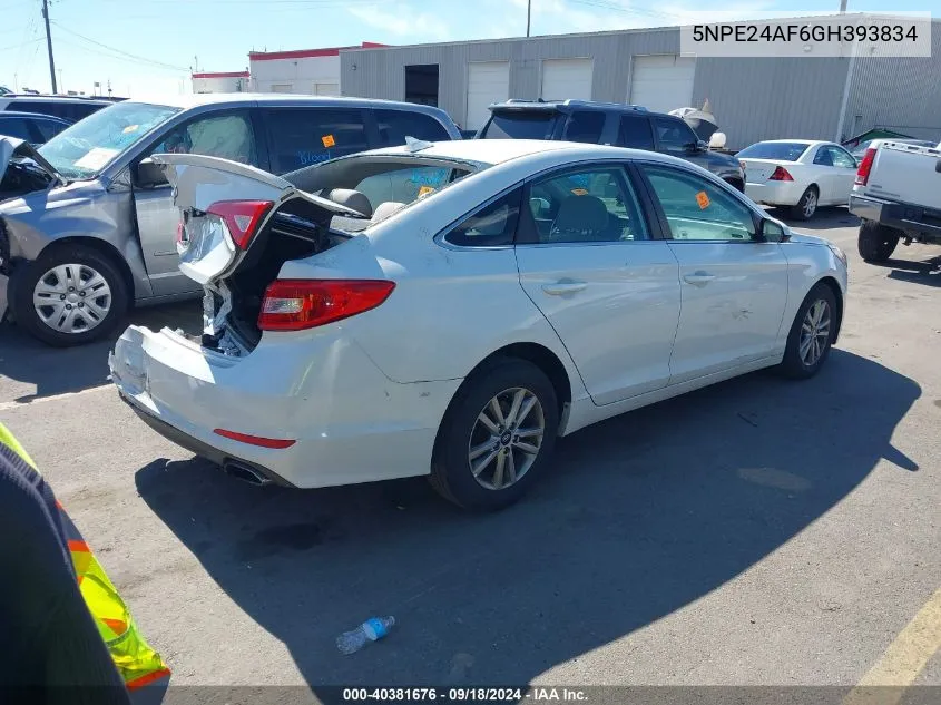 2016 Hyundai Sonata Se VIN: 5NPE24AF6GH393834 Lot: 40381676